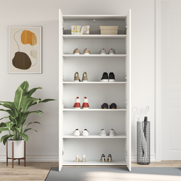 Schuhschrank mit Regal Weiß 80 x 35,5 x 180 cm Holzwerkstoff