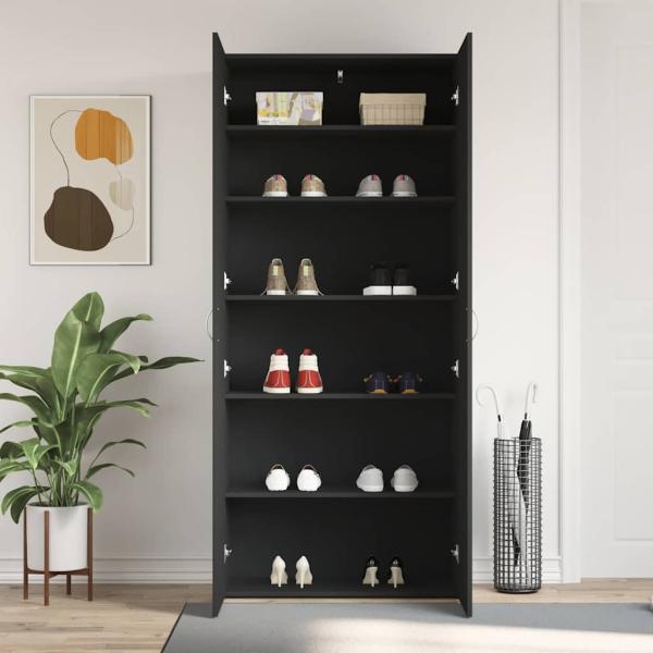 Schuhschrank Schwarz 80x35,5x180 cm Holzwerkstoff