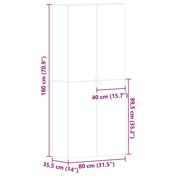 Schuhschrank Sonoma Eiche 80x35,5x180 cm Holzwerkstoff