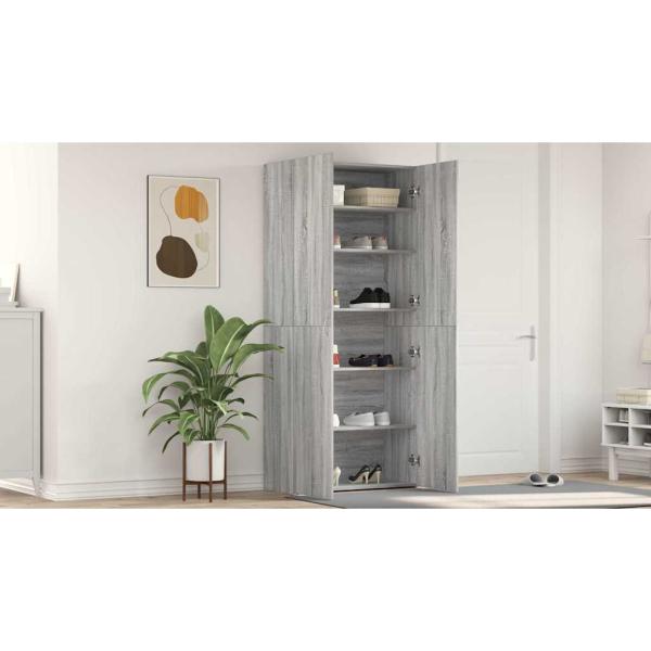 Schuhschrank mit Regal Grau 80 x 35,5 x 180 cm Holzwerkstoff
