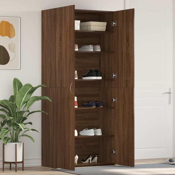 ARDEBO.de - Schuhschrank Braunes Eichenholz 80x35,5x180 cm Ingenieurholz