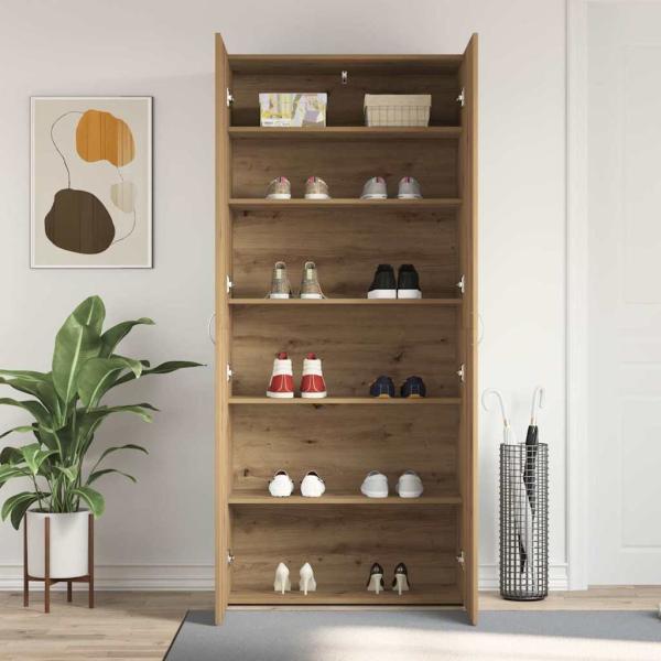 Schuhschrank Artisan Eiche 80x35,5x180 cm Holzwerkstoff