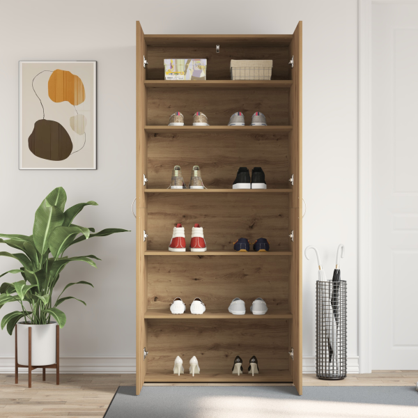 Schuhschrank 80 x 35,5 x 180 cm Holzwerkstoff Braun