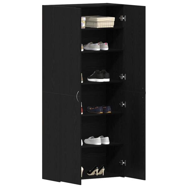 Schuhschrank Schwarz Eiche 80x35,5x180 cm Holzwerkstoff