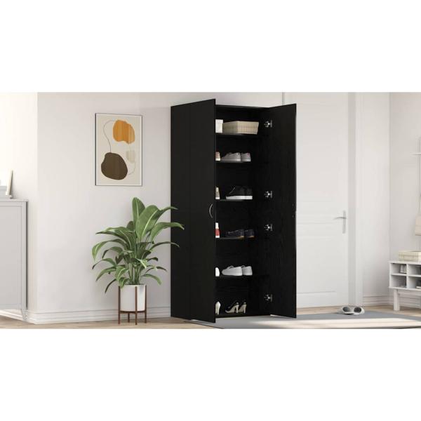 Schuhschrank mit Regal Schwarz 80 x 35,5 x 180 cm Holzwerkstoff