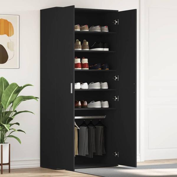 ARDEBO.de - Schuhschrank Schwarz 80x39x180 cm Holzwerkstoff
