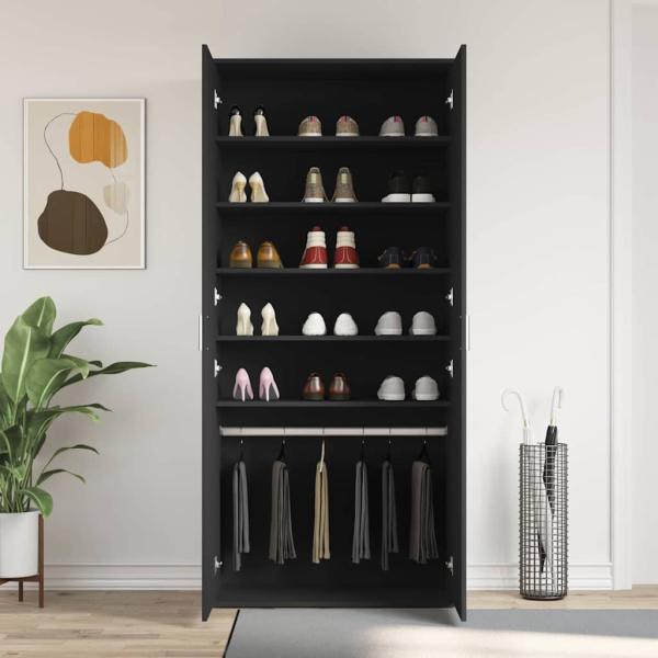 Schuhschrank Schwarz 80x39x180 cm Holzwerkstoff
