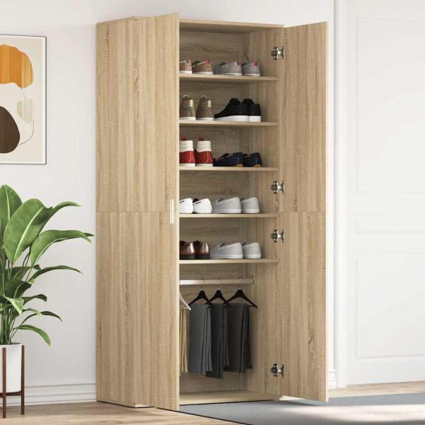 ARDEBO.de - Schuhschrank Sonoma Eiche 80x39x180 cm Holzwerkstoff