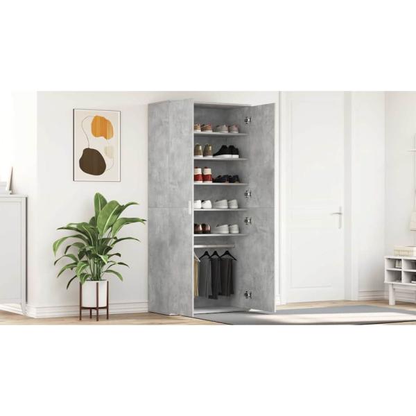 Schuhschrank Beton Grau 80x39x180 cm Spanplatte