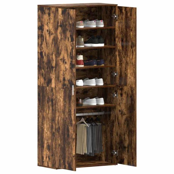Schuhschrank Geräucherte Eiche 80x39x180 cm Werkstoff