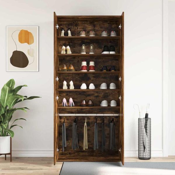 Schuhschrank Geräucherte Eiche 80x39x180 cm Werkstoff
