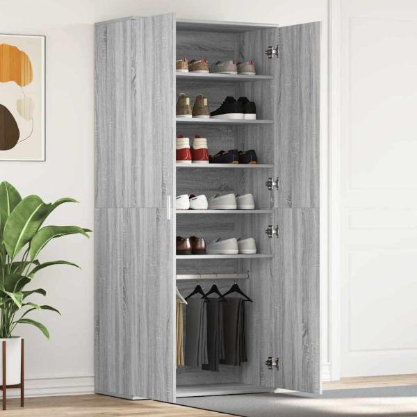 ARDEBO.de - Schuhschrank Grau Sonoma 80x39x180 cm Holzwerkstoff