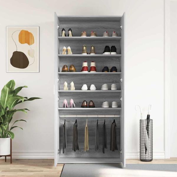 Schuhschrank Grau Sonoma 80x39x180 cm Holzwerkstoff