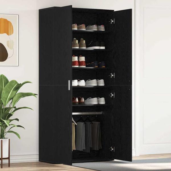 ARDEBO.de - Schuhschrank Schwarze Eiche 80x39x180 cm Holzwerkstoff