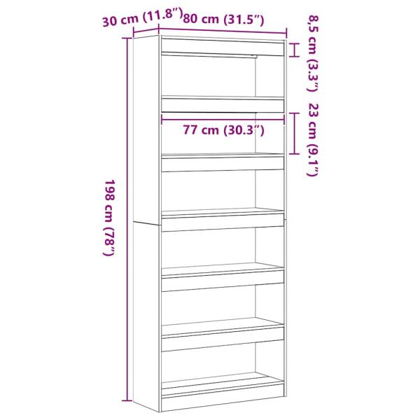 Schwarz Bücherregal Schwarz Holz 80 x 30 x 198 cm Regale