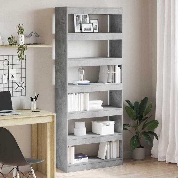 ARDEBO.de - Beton Grau Bücherregal Beton grau Holzwerkstoff 80 x 30 x 198 cm
