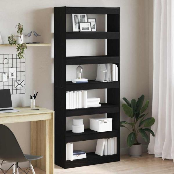 ARDEBO.de - schwarzes Eichenregal Schwarzeiche Holzwerkstoff 80 x 30 x 198 cm