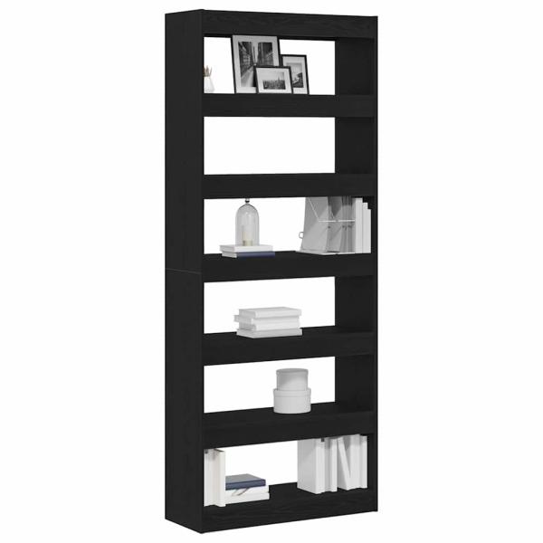 schwarzes Eichenregal Schwarzeiche Holzwerkstoff 80 x 30 x 198 cm