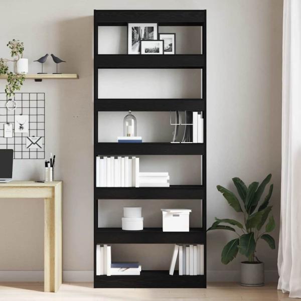 Bücherregal Schwarz Eichen-Optik 80 x 30 x 198 cm Holzwerkstoff