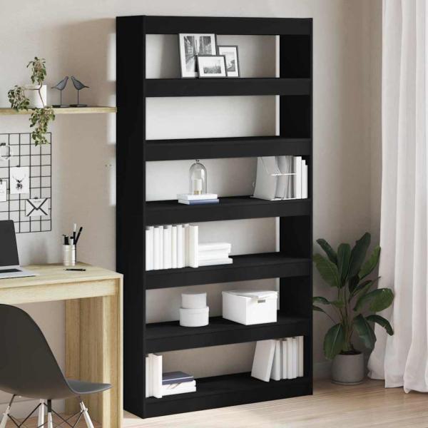 ARDEBO.de - Bücherregal Schwarz Holzwerkstoff 100 x 30 x 198 cm Bücherregal