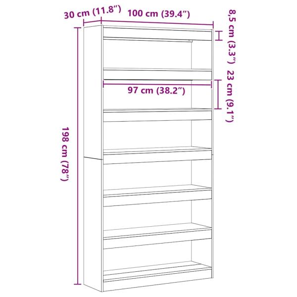 Bücherregal Schwarz Holzwerkstoff 100 x 30 x 198 cm Bücherregal