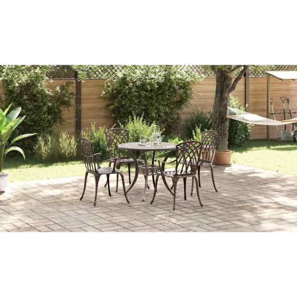 5-tlg. Garten-Essgruppe Bronzen Aluminiumguss