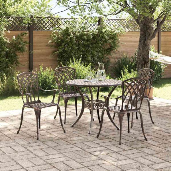 5-tlg. Garten-Essgruppe Bronzen Aluminiumguss