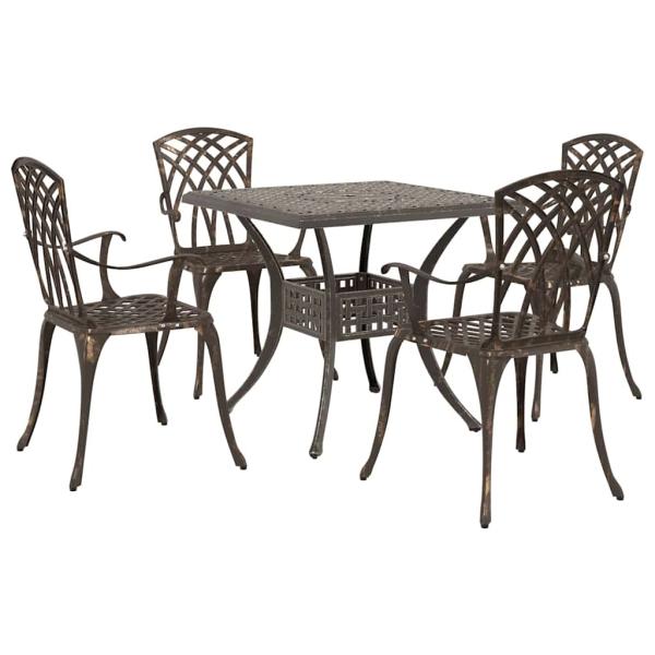 ARDEBO.de - 5-tlg. Garten-Essgruppe Bronzen Aluminiumguss