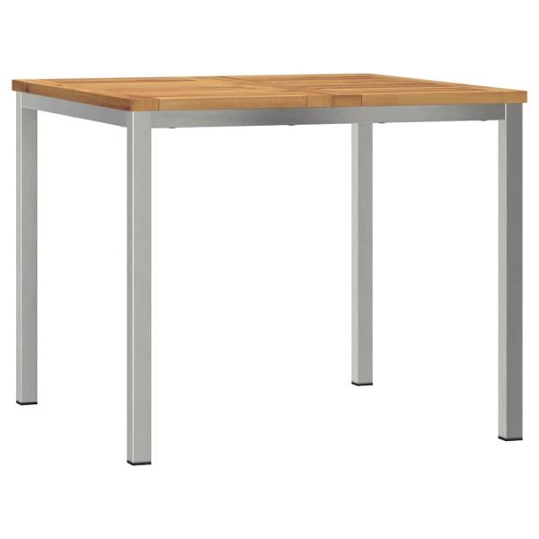 3-teiliges Garten Essset aus Massivholz Akazie, Outdoor Esstisch 90x90x74,5 cm aus Massivholz Akazie, Stapelbare Gartenstühle 2 Stück aus Massivholz Akazie und Stahl