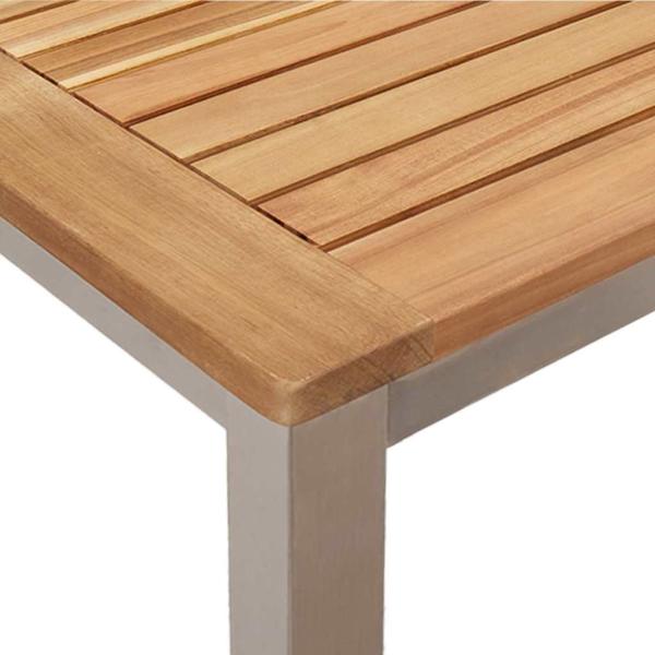3-teiliges Garten Essset aus Massivholz Akazie, Outdoor Esstisch 90x90x74,5 cm aus Massivholz Akazie, Stapelbare Gartenstühle 2 Stück aus Massivholz Akazie und Stahl