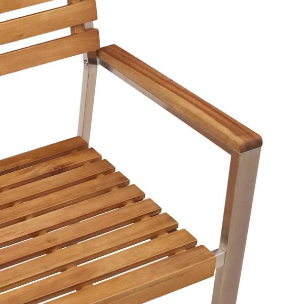 5-teiliges Garten-Essset aus massivem Akazienholz, Outdoor Esstisch 90x90x74,5 cm aus massivem Akazienholz, Stapelbare Gartenstühle 4 Stück aus massivem Akazienholz und Stahl