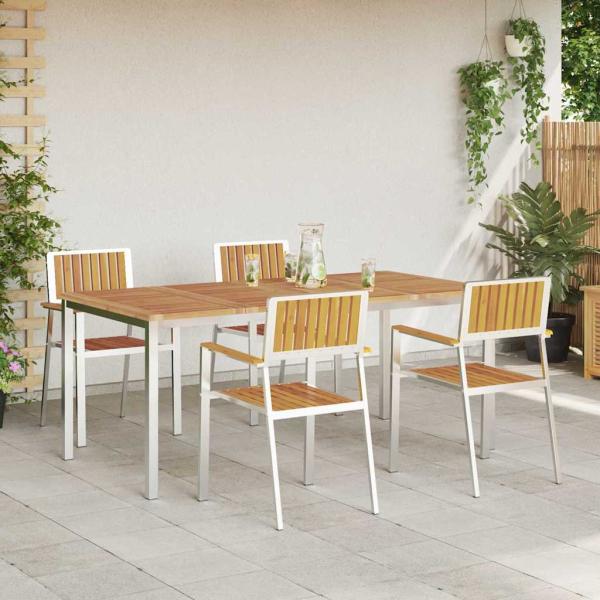 Outdoortisch-Set 5 pcs Massives Akazienholz und Edelstahl