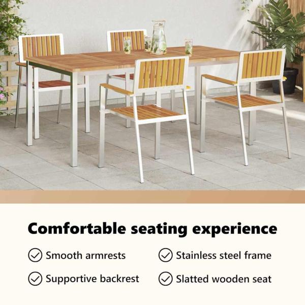 Outdoortisch-Set 5 pcs Massives Akazienholz und Edelstahl