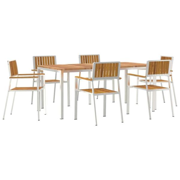 Outdoortisch-Set 7 pcs Massives Akazienholz und Edelstahl
