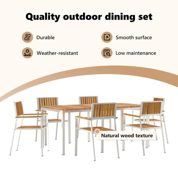 Outdoortisch-Set 7 pcs Massives Akazienholz und Edelstahl