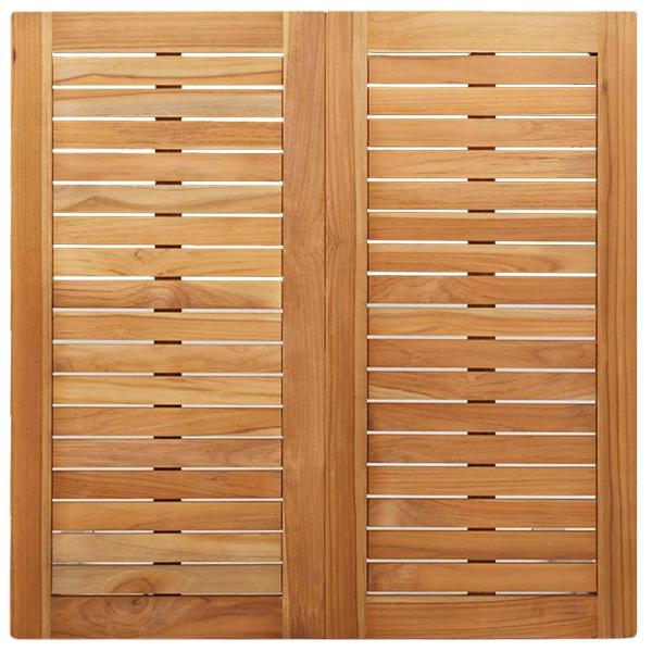 3tlg. Garten Essgruppe aus massivem Teakholz, Outdoor Esstisch 90x90x74,5 cm aus massivem Teakholz, Stapelbare Gartenstühle 2 Stück aus massivem Teakholz und Metall