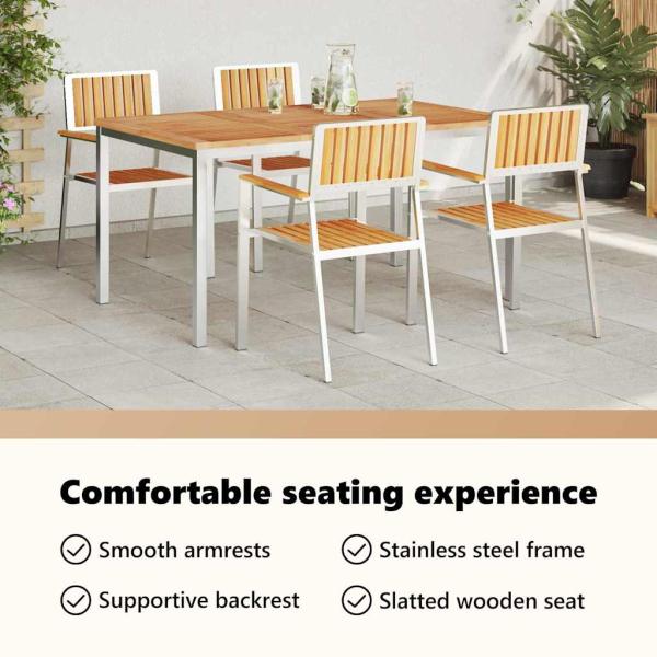 Outdoortisch-Set 5 pcs Massives Teakholz und Edelstahl