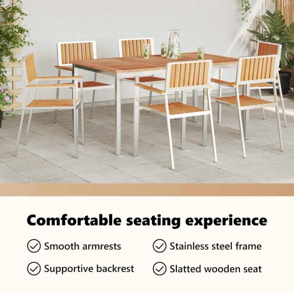 Outdoortisch-Set 7 pcs Massives Teakholz und Edelstahl