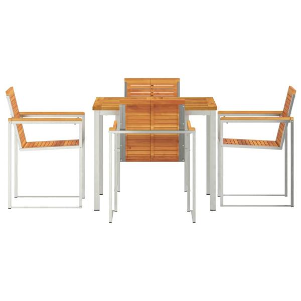 5-teilige Garten Essgruppe Massivholz Akazie, Outdoor Esstisch 90x90x74.5 cm Massivholz Akazie