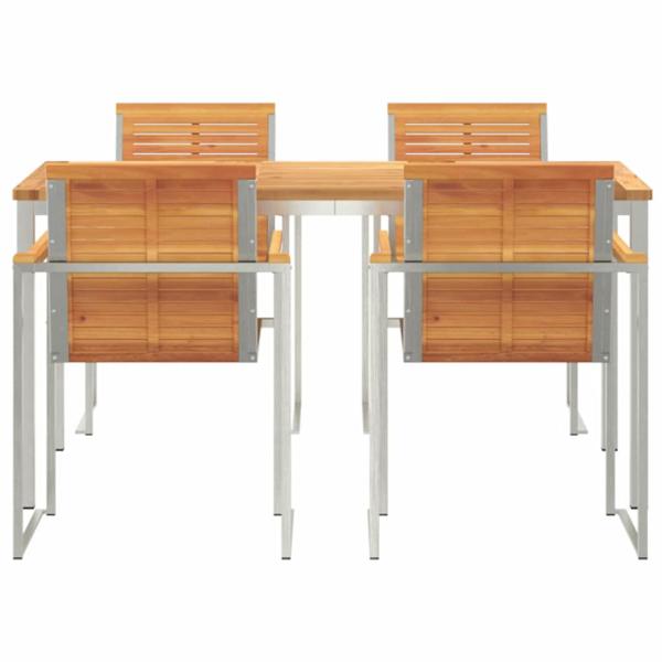 5-teilige Garten-Essgruppe Massivholz Akazie, Tisch für draußen 150x90x75 cm Massivholz Akazie