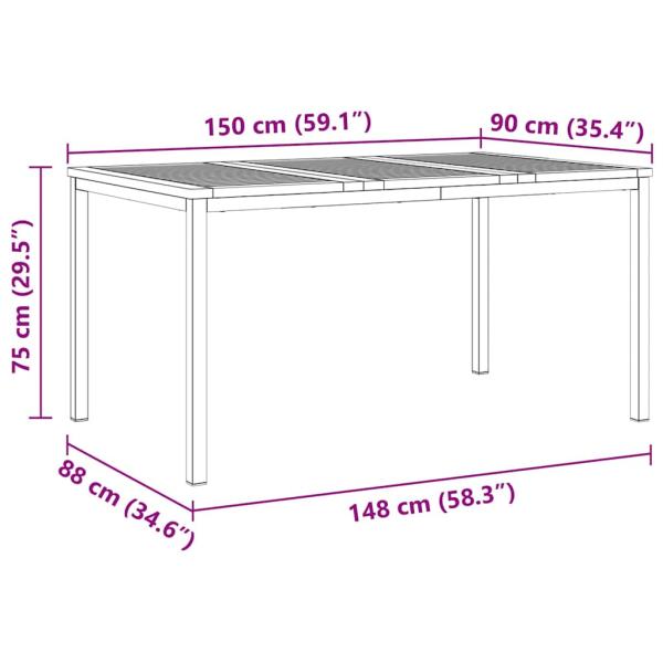 7-teilige Garten Essgruppe Solid Wood Akazie, Gartentisch 150x90x75 cm Solid Wood Akazie