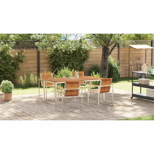 Garten Essgruppe 5 pcs Massives Akazienholz und Edelstahl