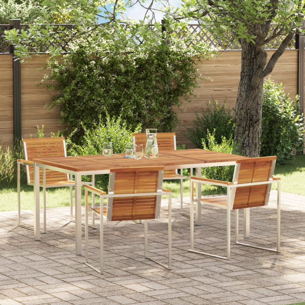Garten Essgruppe 5 pcs Massives Akazienholz und Edelstahl