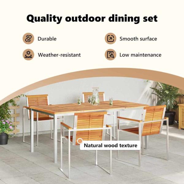 Garten Essgruppe 5 pcs Massives Akazienholz und Edelstahl
