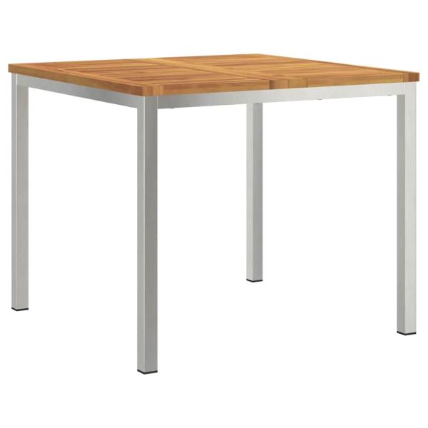 5-teiliges Garten Essgruppe aus massivem Holz Akazie, Esszimmertisch 90x90x74.5 cm aus massivem Holz Akazie