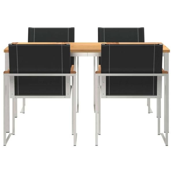 5-teiliges Garten Essgruppe Massivholz Akazie, Außentisch 150x90x75 cm Massivholz Akazie