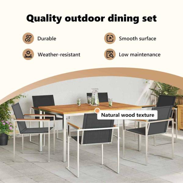 Garten Essgruppe 7 pcs Massives Akazienholz und Edelstahl
