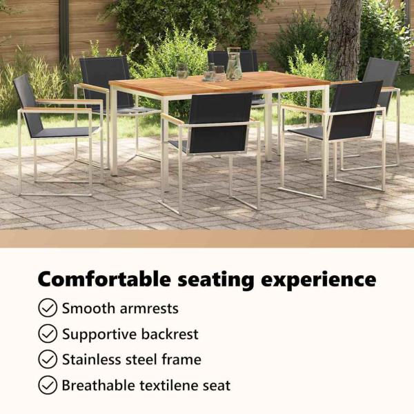 Garten Essgruppe 7 pcs Massives Akazienholz und Edelstahl