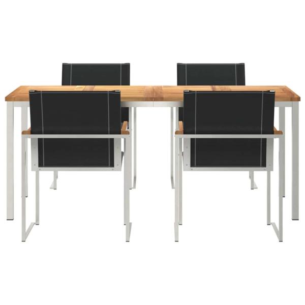 5-teiliges Garten Essset aus massivem Akazienholz, Outdoor Esstisch 180x90x75 cm aus massivem Akazienholz