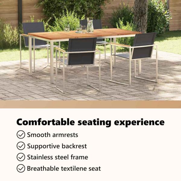 Garten Essgruppe 5 pcs Massives Akazienholz und Edelstahl